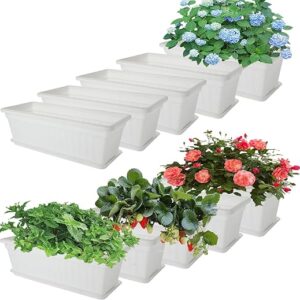 10 Pack White Plastic Window Planters