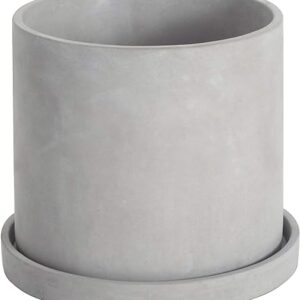 5" Grey Cement Flower Pot with Saucer