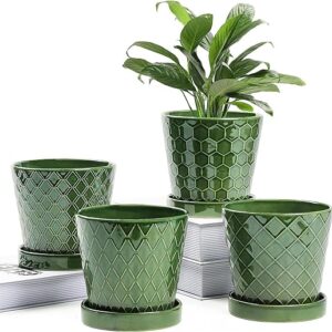 5-inch Ceramic Flower Pot Set of 4