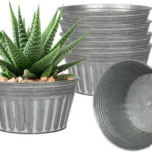 7 Inch Silver Metal Plant Pots