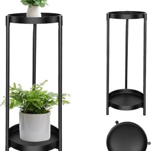 Black 2-Tier Metal Plant Stand