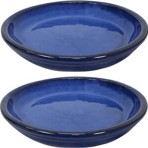 Blue Glazed Flower Pot Saucers Set