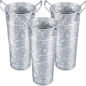 Galvanized Metal Farmhouse Flower Vases Set