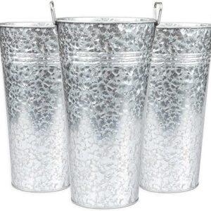 Galvanized Metal Flower Vase 3 Pack