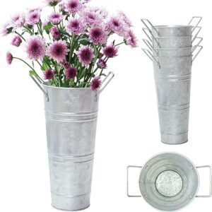 Galvanized Metal Flower Vases Set of 4