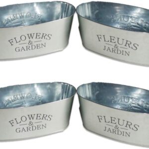 Galvanized Metal Planter Pots Set