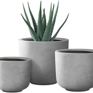 Natural Concrete Round Planters Set of 3