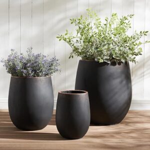 Set of 3 Round Concrete Planters